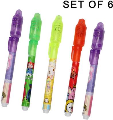 Crazzy Talks Art Portable Invisible Magic UV light Ray secret return birthday gift(Pack of 6) Digital Pen