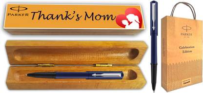 PARKER BETA NEO ROLLER BP With Wooden Thank's Mom Wishing Gift Box & Gift Bag Roller Ball Pen