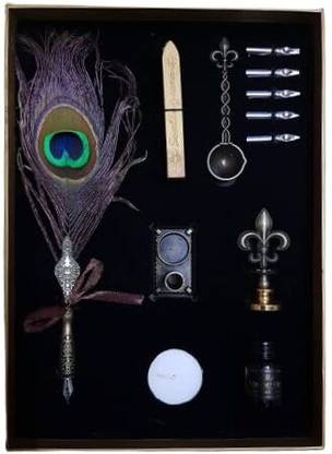 craft art Sprinkle Gold Luxury Vintage Feather Quill Dip Calligraphy Fountain Pen