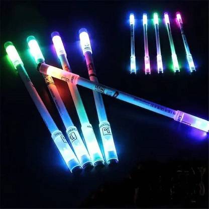 GNSP 4PCS LED Spinning Rotatable Finger Pen - Non-Slip Coated LED Spinning Pen Multi-function Pen