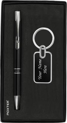 मॉक्सटर मॉक्सटर नेम पर्सनलाइज़्ड मेटल बॉल पेन एंड कीचेन सेट बॉल पेन