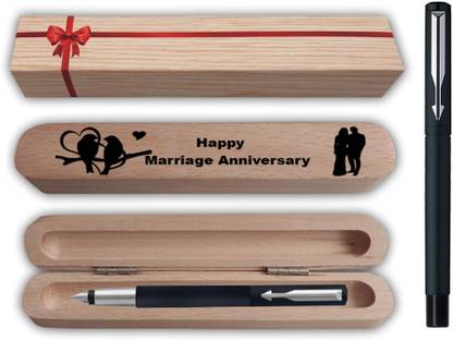 PARKER Vector Matte Black CT FP Pen with Engraving Marriage Anniversary Gift Box Fountain Pen