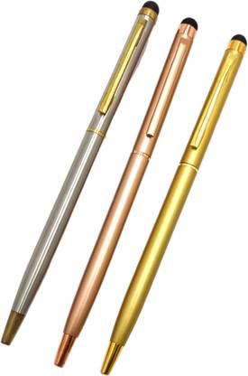 Dikawen Stylish Set Of 3 Super Slim Metal Body With Touch Screen Stylus Gift Ball Pen