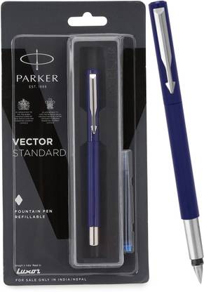PARKER Vector Standard Fountain Pen Fine Tip With 1� Ink Cartridge Blue Body Color Fountain Pen