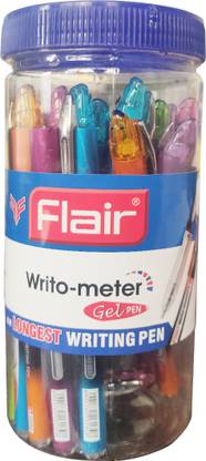 FLAIR Writometer Gel Pen Jar | 0.6 mm | Smooth Ink Flow System | Refillable Gel Pen