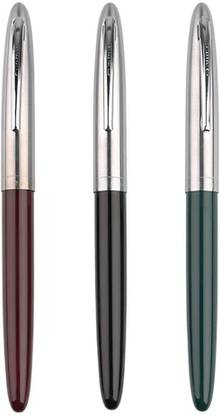 Gold Leaf Hero Pen 329 Original Fountain Pen Iridium Tipped Fine Nib Silver Cap Set Of 3 Fountain Pen