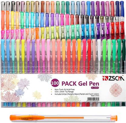 ZSCM 100 Colors, Art Markers with 40% More Ink, Kids Drawing Adult Coloring Books Gel Pen