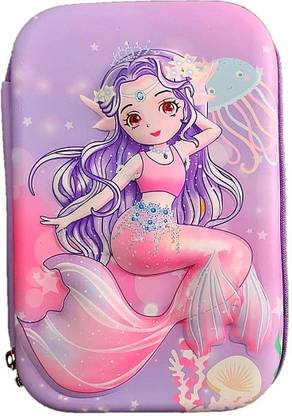 AuM Jumbo Hardtop Cute Mermaid Art Canvas Pencil Box