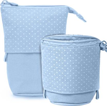 STORITE Korean Boba Pop Large Capacity Pencil Pen Pouch with Zipper Canvas Standing Pencil Case For Girls & Boys Art Canvas Pencil Box