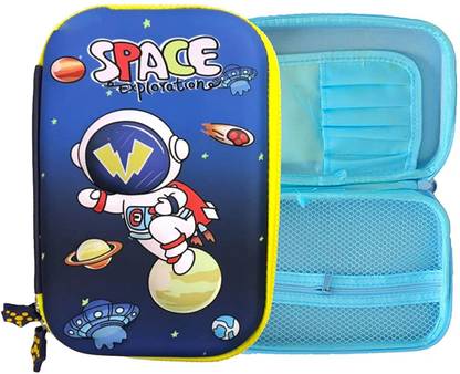 Neel Space Theme 3D Big Pencil Case School Stationery Large Capacity Big Pouch Multi Pocket Hard Pouch for Astronaut Geometry Box Birthday Return Gift Set for Kids Art Polyester Pencil Box