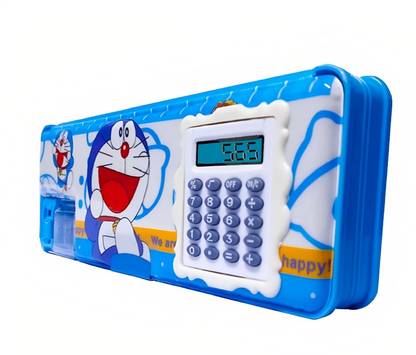 VRNV Doraemon Multipurpose Pencil Box with Calculator & Dual sharpener Geometry Box