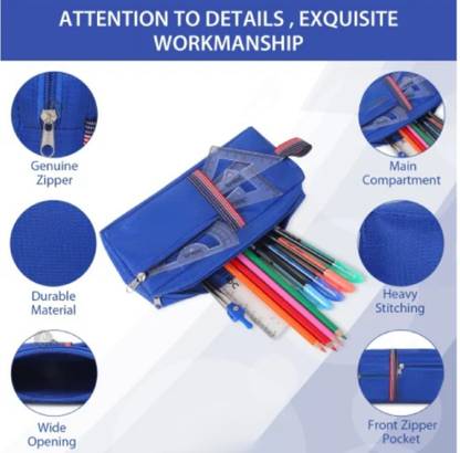 AJSTRUGGLE Pencil Case Travel Pouch School Stationery Storage Bag for Boy Art Artificial Leather Pencil Boxes