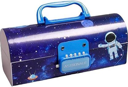 मीरा फार्मक्राफ्ट Geometry Suitcase Style Pencil Box For School Student Boys with Code Lock Large कैपेसिटी मल्टी-फंक्शन मल्टी-लेयर कम्पार्टमेंट स्टोरेज सीक्रेट कम्पास बॉक्स बॉयज़ आर्ट Metal पेंसिल बॉक्स