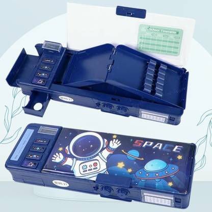 Glenston Multifunctional Space Password Lock Double Sided Compass Box for Kids space Art EVA Pencil Box