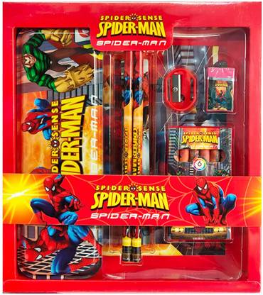 tishna Spiderman Stationary Gift Set for Boys and Girls Spider Man Stationary Art Metal Pencil Box