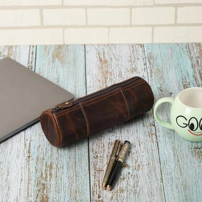 StitchandCarry Classic Pencil Pouch - Leather Pencil Cases - Solid Art Pure Leather Pencil Box