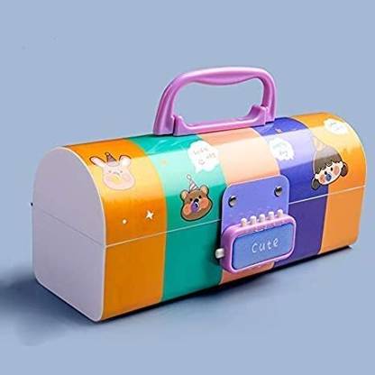 radhey preet Carton Print Password Protected Pen, Pencil Storage Compass Box, For Boys & Girls, Only Empty Case, (RP552) Art Plastic Pencil Box