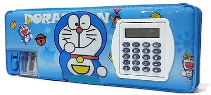 RIP RAP Doraemon Multipurpose Pencil Box with Calculator & Dual sharpener Doraemon Art Plastic Pencil Box