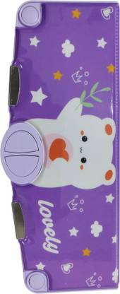 Kidykart Purple Pencil Box Teddy Bear Compass Art EVA Pencil Box