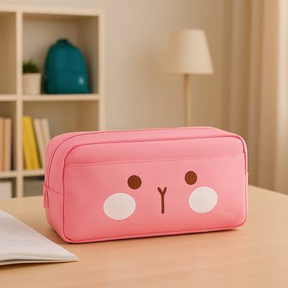 HAPPY SHOPPING STORE Makeup Storage Pouch, Cosmetic Zip Pouch Bag, Pencil Case with Compartments, School Supply Organizer for Students, Stationery Box Art Artificial Leather Pencil Box