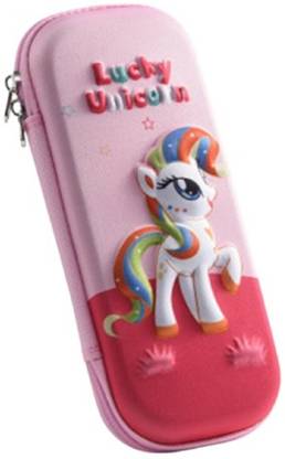 SSAppliances Lucky Unicorn Pencil Box | 3D Rainbow Unicorn Horse Multi-Layer Stationery Case LUCKY UNICORN Art Polyester Pencil Box
