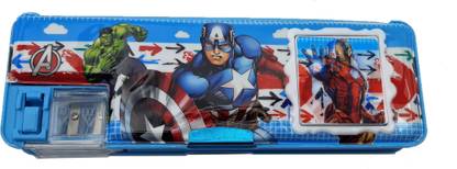 Paper Bear Calculator Pencil Box Superhero Print Metal Pencil Case Art Metal Pencil Box