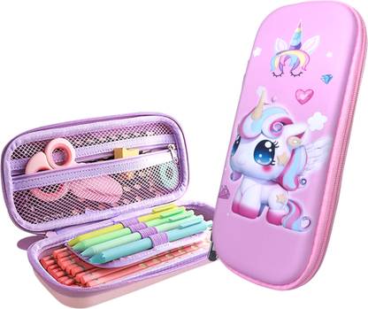 Toodles Unicorn Pencil Case, Stationary Organiser, Pink unicorn, Baby Unicorn Art EVA Pencil Box