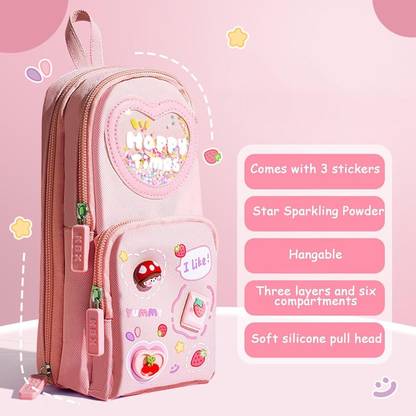 Akvanar Pencil pouch 3 Compartment Pencil Case Large Capacity Stationery school 1 Art Canvas Pencil Box