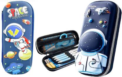 RINGHAS 3D Space Exploration Pencil Case Students Art Canvas Pencil Box