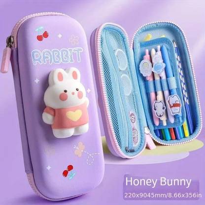 Chiransi Cute Cartoon 3D Pencil Pouch,Soft Pencil Pouch(Rabbit) Geometry Box