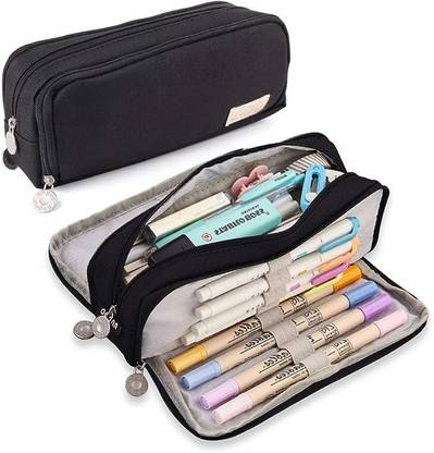 TREXEE Large Capacity Pencil Pouch with 3 Compartment Stationery Oxford Pencil Case College High School Supplies Cute Pen Pouch Korean Bag Stationery Bag Art Canvas Pencil Box