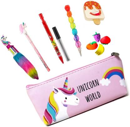 cutetoys Stationery pencil pouch art polyester pencil box (set of 7, multicolour) Cartoon pencil pouch Art Polyester Pencil Box
