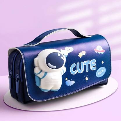 देवधन Pencil Case 3D स्पेस एस्ट्रोनॉट थीम पेंसिल केस स्टेशनरी,क्लासेज़ इम्पोर्टेड हैवी क्वालिटी आर्ट Artificial Leather पेंसिल बॉक्स