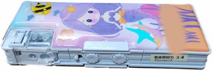 TECHNOCHITRA Angel Mermaid Fish printed Dual Sided Password Lock Art Plastic Pencil Box