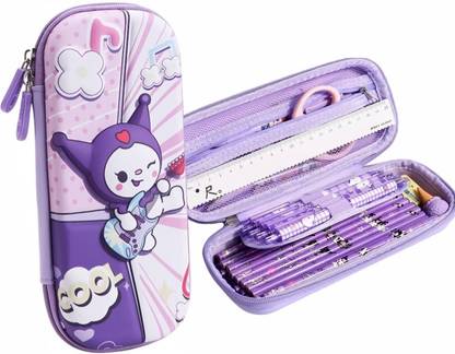 Adoere 3D Sanrio Cartoon Kuromi Silicone Pencil Pouch DIY Fun Pen Holder 3D Sanrio Cartoon Kuromi Pencil Pouch Art EVA Pencil Box