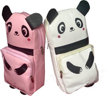 HAPPY SHOPPING STORE Water Proof Amazing Digital Panda Shape Pencil Box/Pouch 2 Zipper Pockets .Combo Pink&White Art Artificial Leather Pencil Boxes