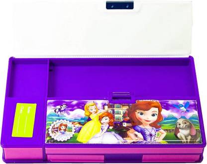 marchid Princess Gadget Pencil Box with Calculator-Jumbo Pencil Box valuables in Little Girl Print Style Art Plastic Pencil Box Art Plastic Pencil Box