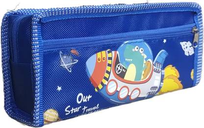 MS Retail Space Rocket Blue Art Polyester Pencil Box
