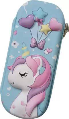 PalD 3D Unicorn Cover Large Capacity Pencil Case Compass with Compartments Unicorn Pencil Case with Compartments School for Students Stationery Box Art EVA Pencil Box