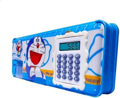 ZYNATY Pencil Box with Calculator & Dual Sharpener Magnetic Jumbo Pencil Box Geometry Box