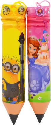 Quickk Multipurpose Pencil Pouch with stationery combo Set of 4 pencil combo with stationery Art Plastic Pencil Boxes