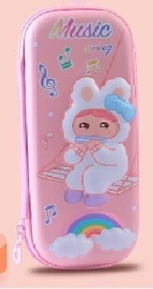 TEMSON Music Swing Pencil Pouch for Children Pencil Box Multi Compartment Stationery Box (38126-B) Art Canvas Pencil Box