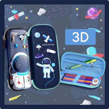 Adoere 3D Space Astronaut Theme Case Stationary Organizer Box For School Classes Imported Heavy Quality Made Ideal For Boys & Girls Art EVA Pencil Box
