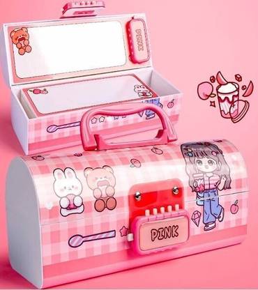 radhey preet Most Popular & Trending Girl Print Password Protected Pencil Case With Suitcase Style Made From Heavy Quality For Boy & Girl RP637 Art Plastic Pencil Box