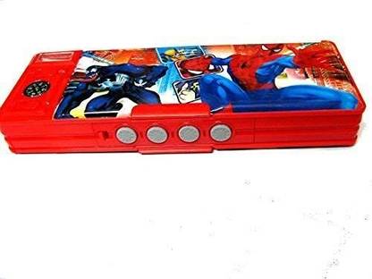 BeautyBazaar Spiderman Style Geometry Box,Plastic,Red Pencil Case Art Plastic Pencil Box