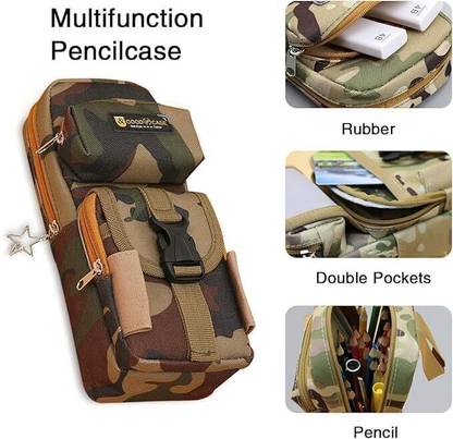 Akvanar Military Pencil pouch Compartment Large Stationery School Pencil Pouch Bag 1 Art Artificial Leather Pencil Box