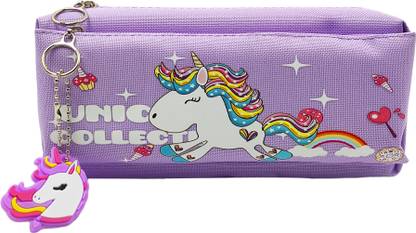 dishvy Unicorn Pencil Pouch for Girls/Boys|Large Mesh Pockets |Multipurpose Pouch for Kids Art Canvas Pencil Box