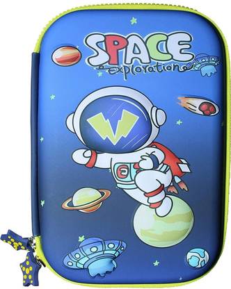 Spicy Bliss 1Pc 3D Pencil Case, Large Capacity Pencil Astronaut Pencil Box Cartoon Art Canvas Pencil Box