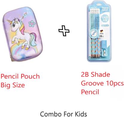 radhey preet 3D print of Unicorn Horse on Rainbow on case, This case size is big & available with 10pcs of pencil set, pencil set color may vary as per stock Art EVA Pencil Box