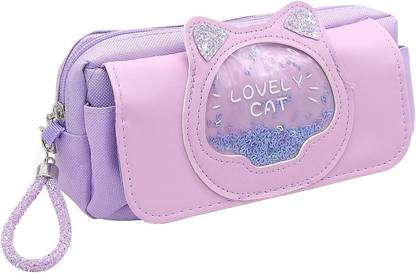 ZELIX Fabric and Leather made, Multi-Compartment, Spacious for School, Colleges Boys and Girls Pencil case Art Artificial Leather Pencil Box